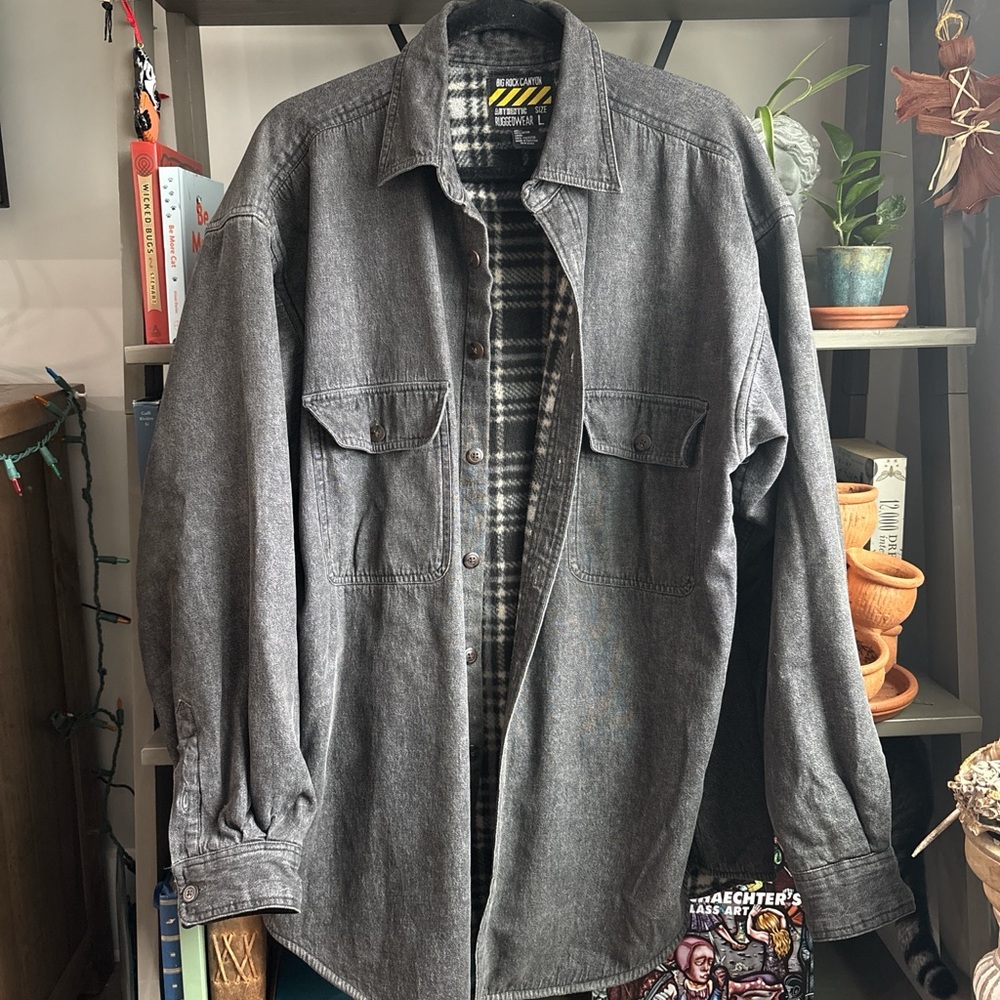Big Rock Canyon Authentic Ruggedwear Grey Denim Insulated Shirt/Jacket Size L